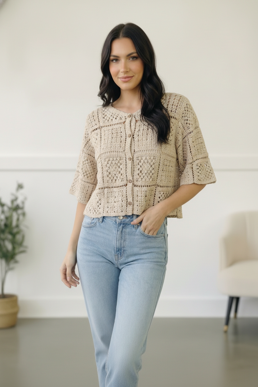 Honeycomb Crochet Cardigan