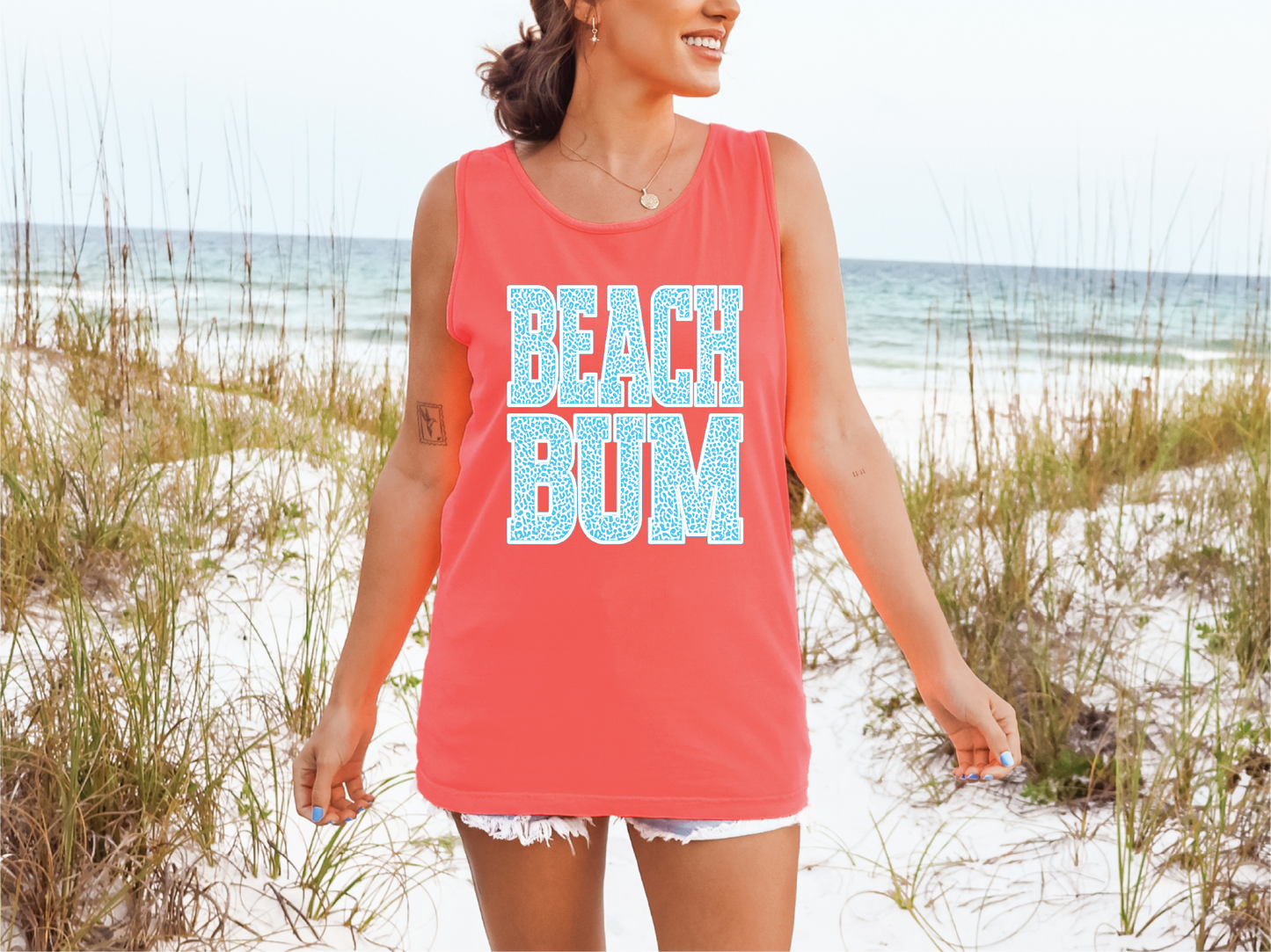 Beach Bum Blue Leopard Summer Tank