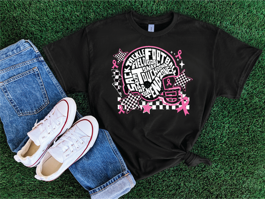 Breast Cancer Football Helmet- Football Graphic T-shirt