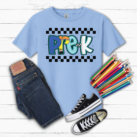 Boys Checkered Pre-K Back to School Graphic Tee