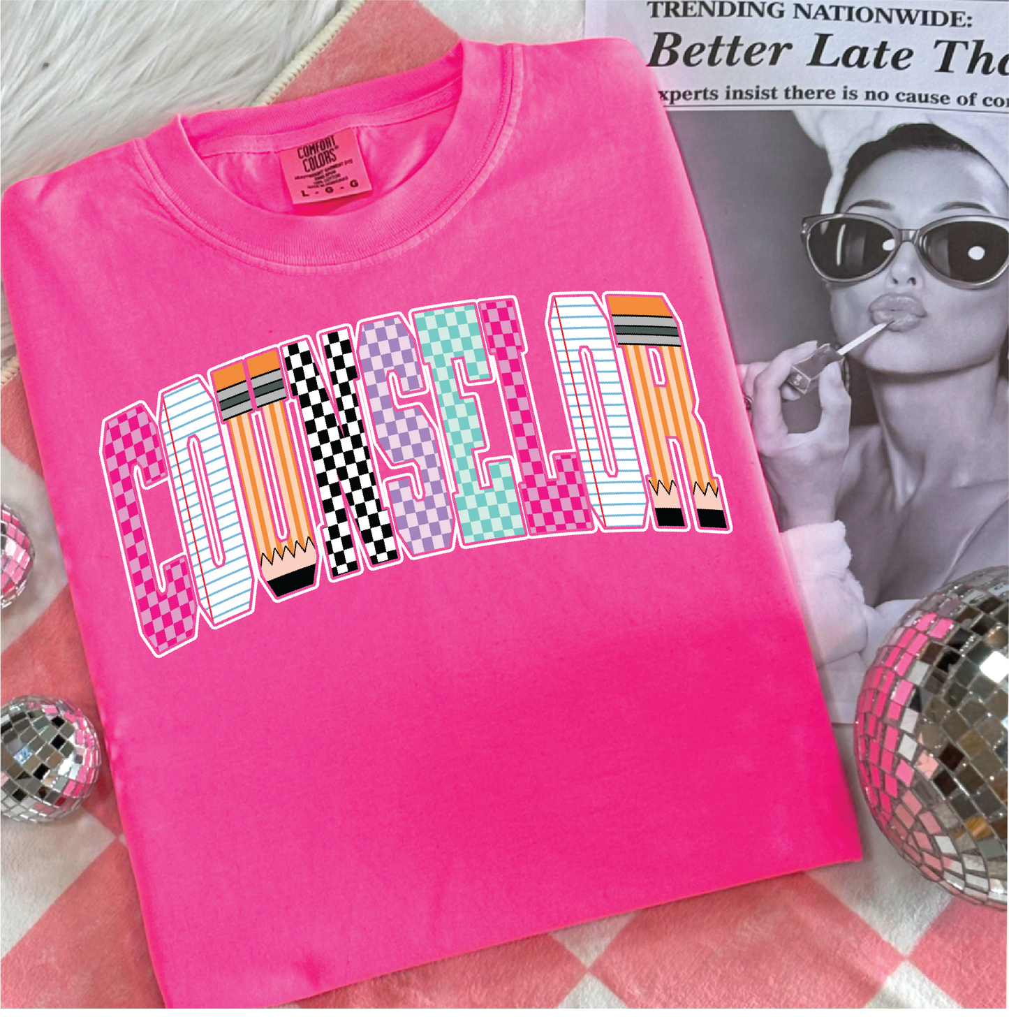 Counselor Checkered Graphic Tee
