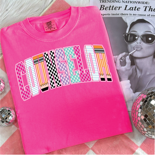 Counselor Checkered Graphic Tee
