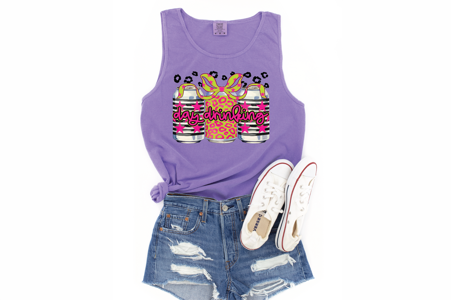 Day Drinkin Leopard Graphic Tank Top