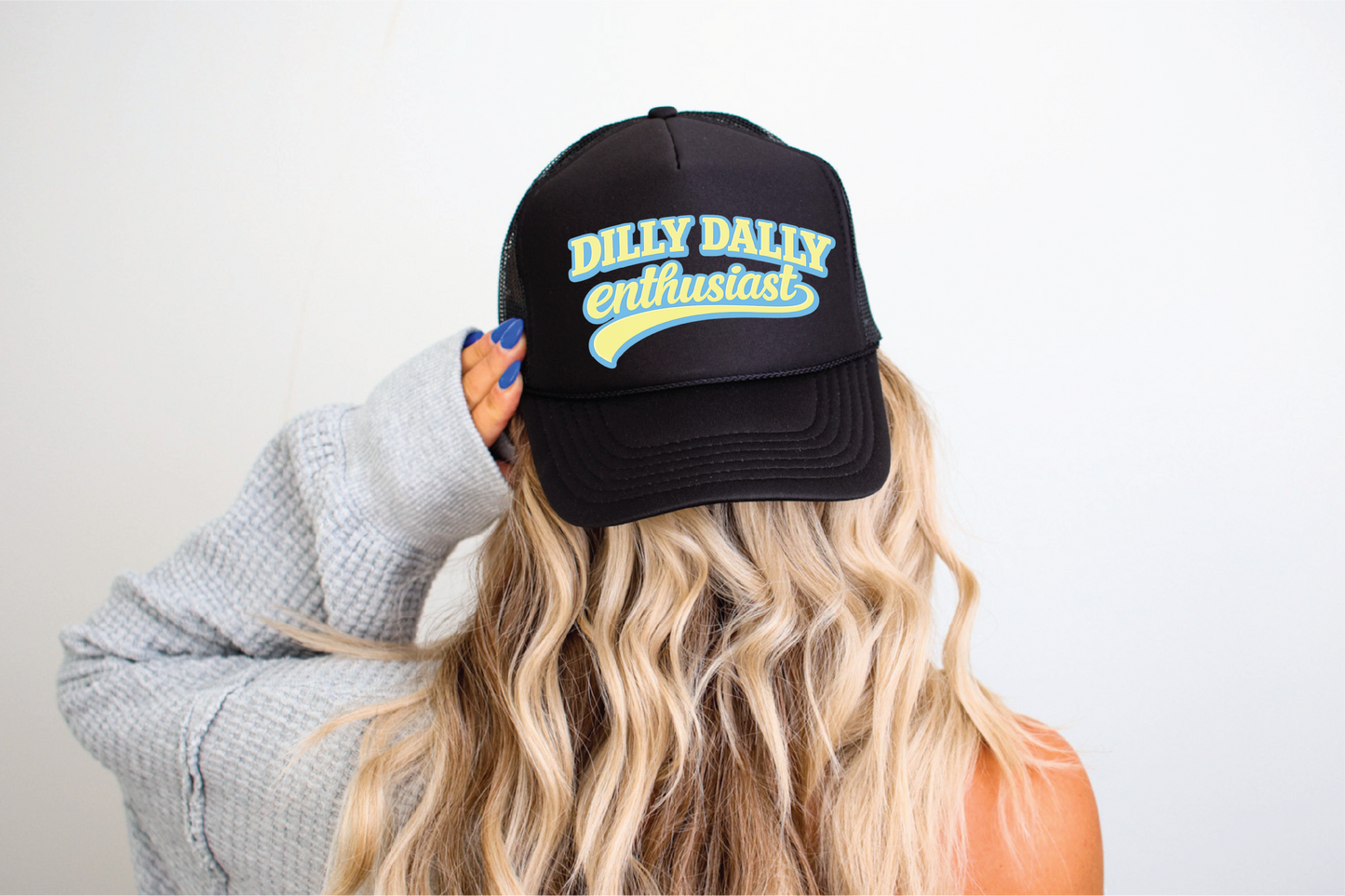 Dilly Dally Enthusiast - UNISEX BLACK TRUCKER HAT