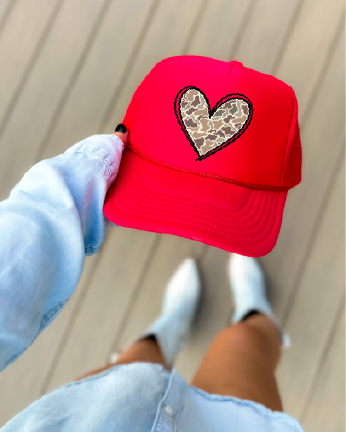 DUCK CAMO HEART - Red Foam Trucker Hat