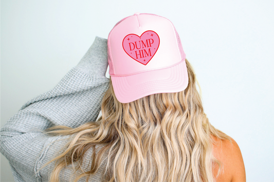 Dump Him DTF Printed Light Pink Trucker Hat