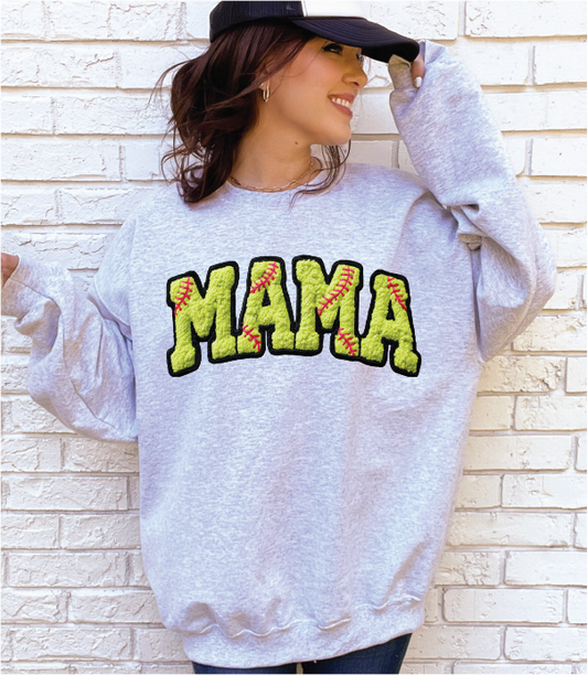 Softball Mama Faux Yarn Athletic Grey