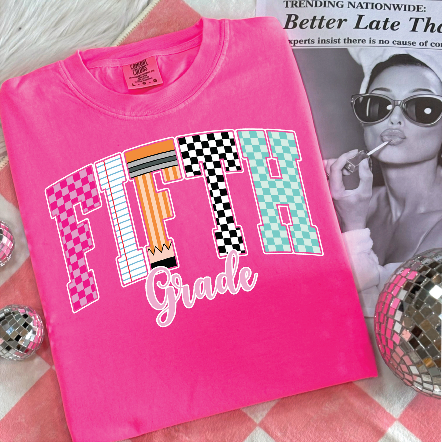 Fifth Grade Checkered Graphic Tee