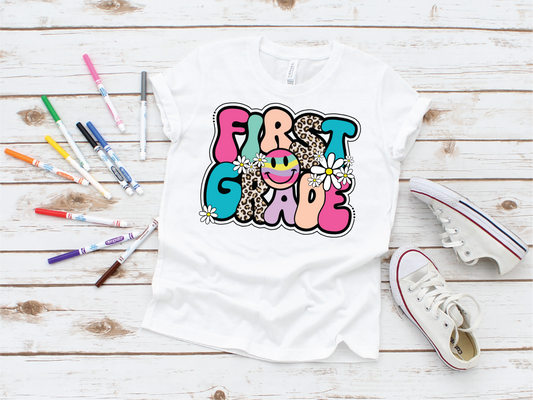 1st Grade Leopard Graphic Tee