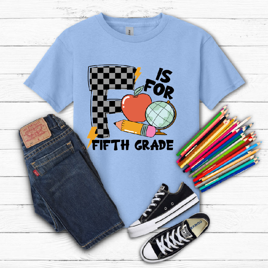 F is for Fifth Grade- Checkered