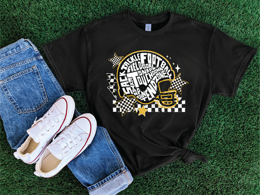 Collage Football Helmet- Football Graphic T-shirt