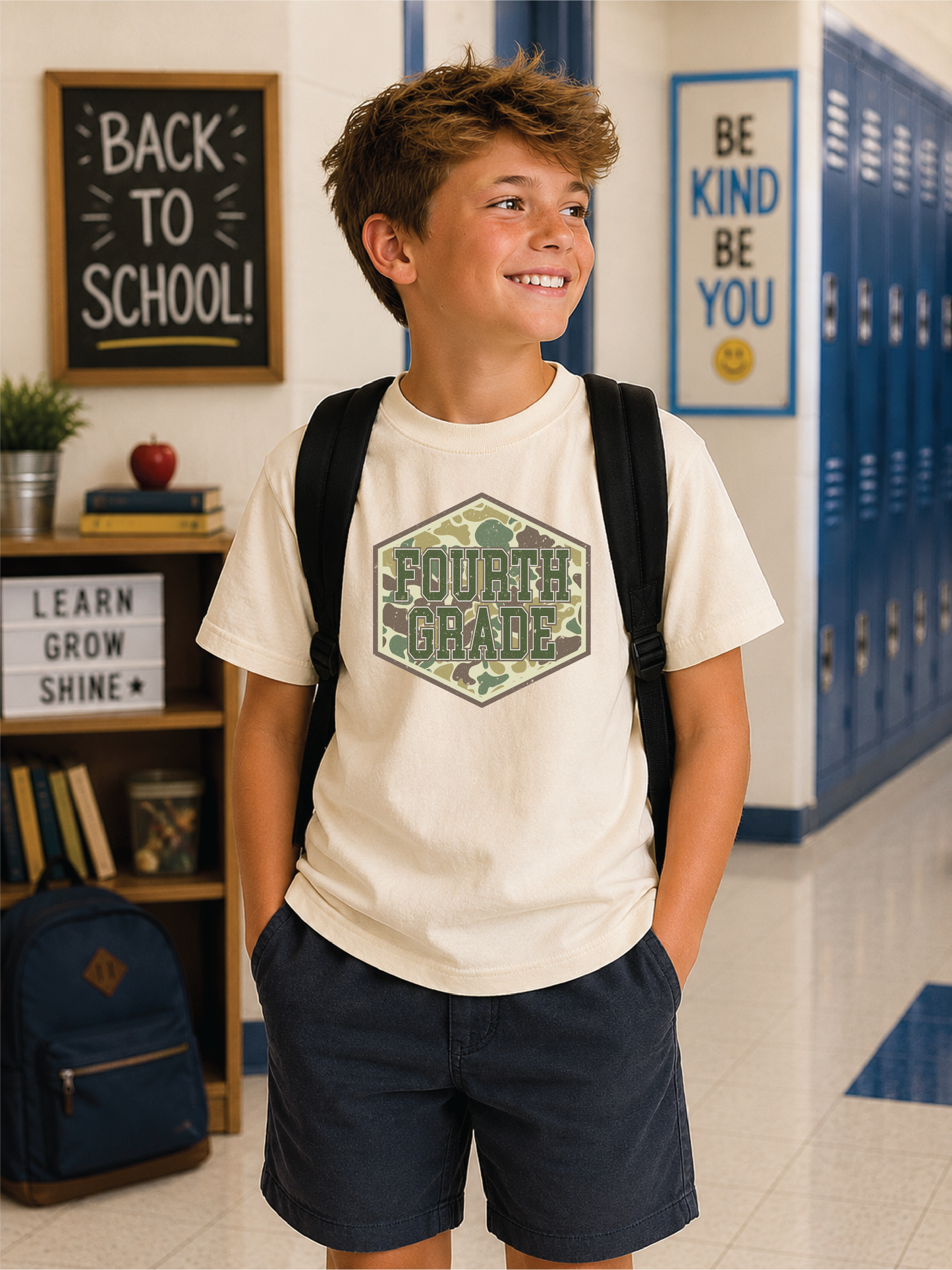 Boys 4th Grade Duck Camo Back to School Graphic Tee