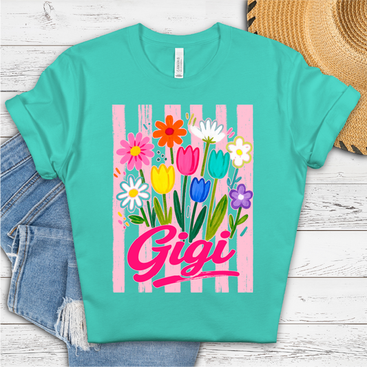 **CUSTOMIZABLE** Gigi Floral -Mothers Day Unisex Graphic Tee