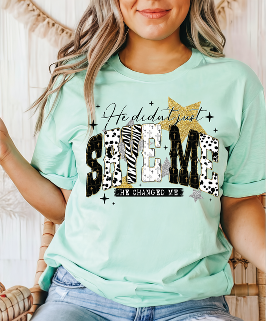 He Didn't Just Save Me Mint Bella Graphic Tee