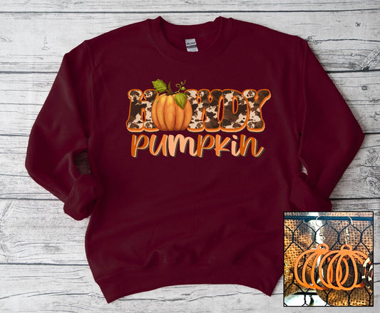 Howdy Pumpkin- Cow Print Crew