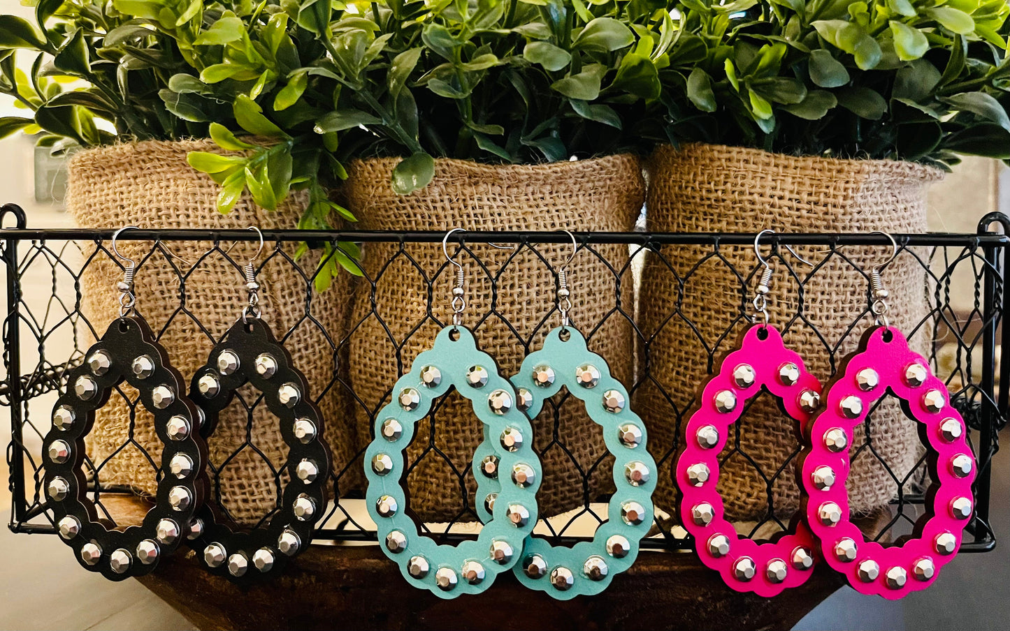 Jeweled Wood Hoops