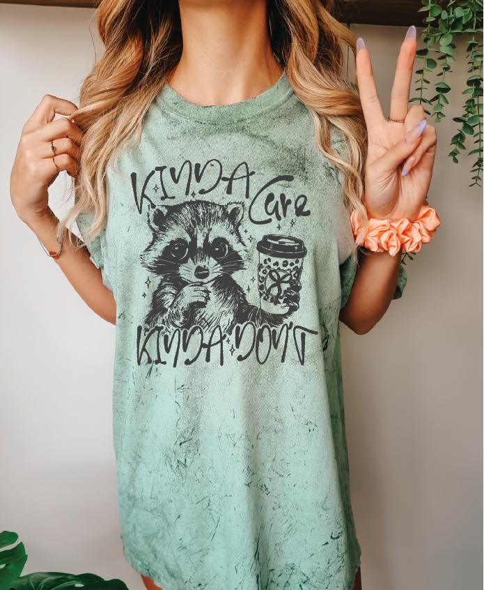 Kinda Care Kinda Dont - Unisex Comfort Color Color Blast Fern Tee