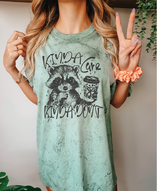 Kinda Care Kinda Dont - Unisex Comfort Color Color Blast Fern Tee