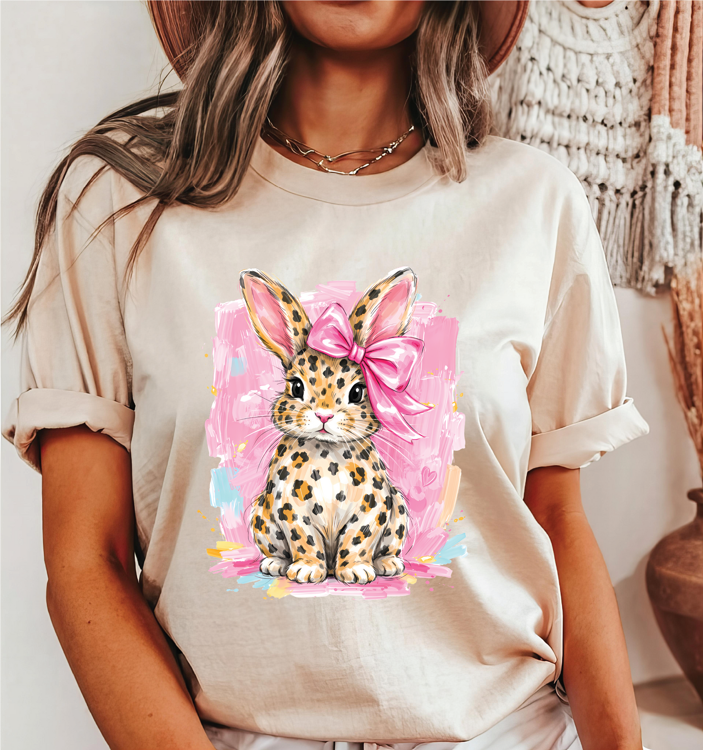 Leopard Bow Bunny - UNISEX GRAPHIC Tee