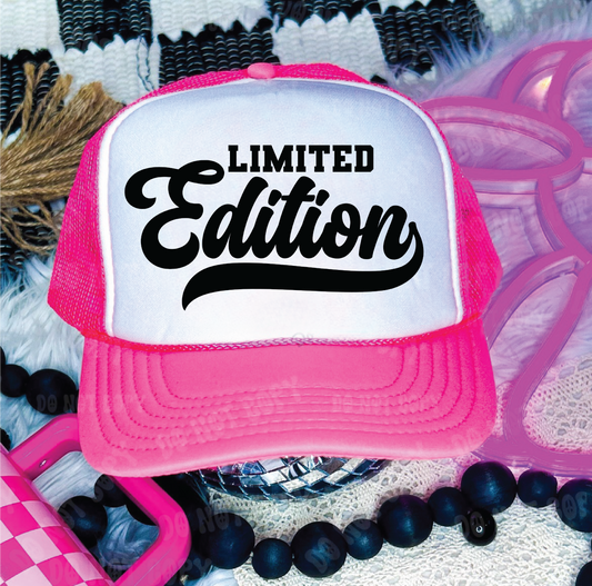 Limited Edition DTF Printed Neon Pink And White Trucker Hat