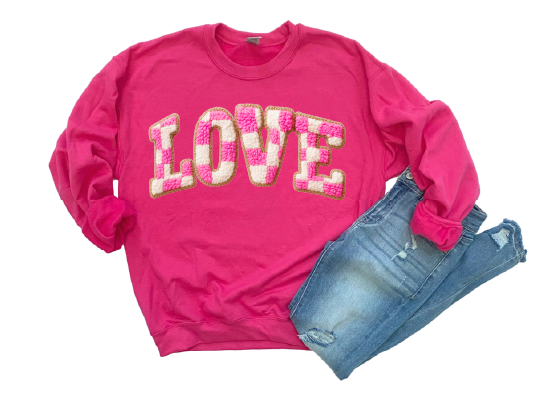 LOVE FAUX YARN CHECKERED - UNISEX Graphic Sweater