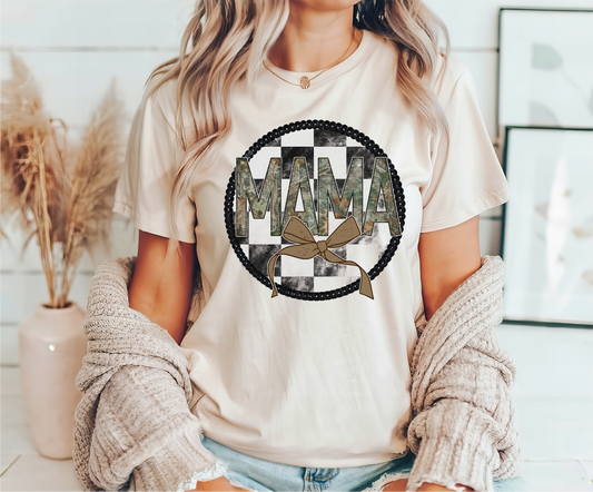 Mama Camo Checkered Circle