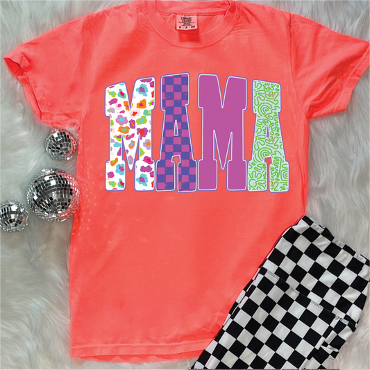 Mama Spring Pattern Letters- Unisex Graphic Tee