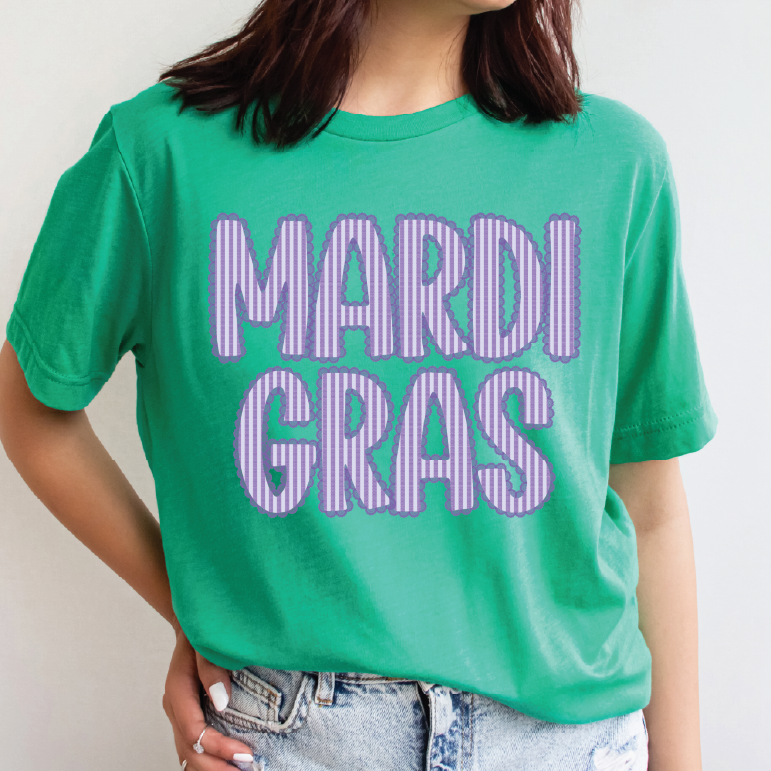 Mardi Gras Stripe - Unisex Kelly Green Graphic Tee