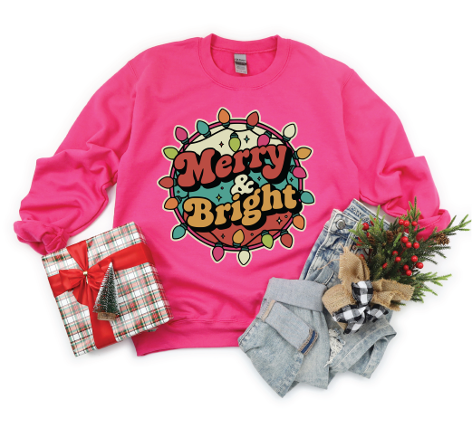 MERRY AND BRIGHT  - UNISEX GRAPHIC SWEATSHIRT