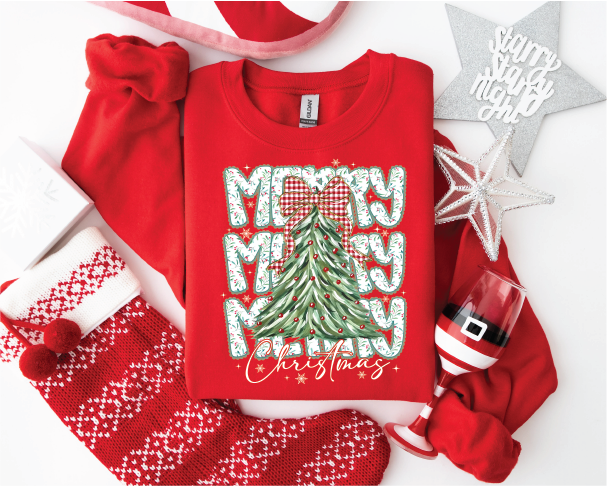 MERRY MERRY CHRISTMAS ON RED