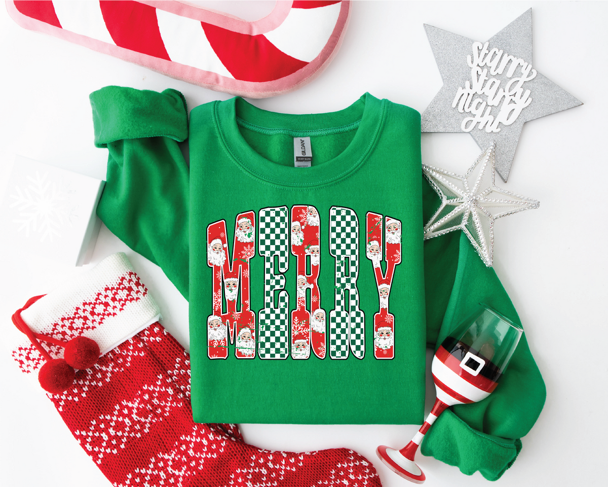 Merry Pattern Letters- Christmas Graphic Sweater