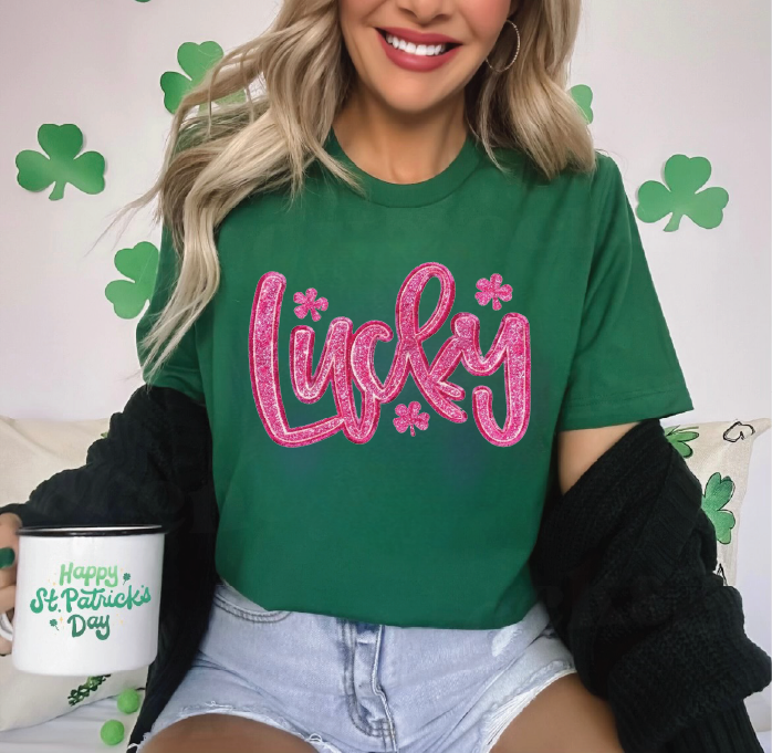 Lucky-Pink Faux Glitter