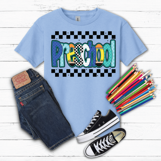 Boys Checkered Preschool Back to School Graphic Tee