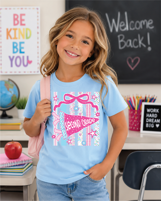 Girls 2nd Grade Pennant Back to School Graphic Tee