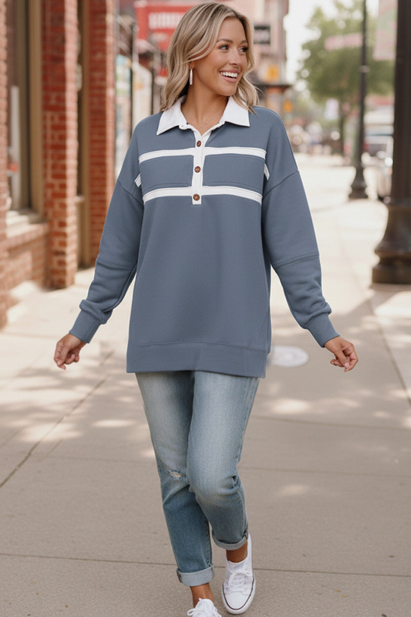 Prep School Chic Slate Blue Polo