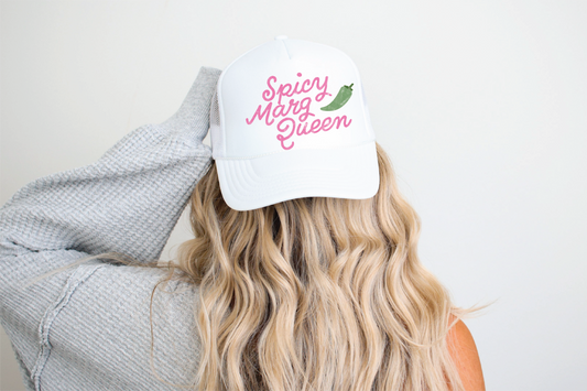 Spicy Marg Queen DTF Printed White Trucker Hat