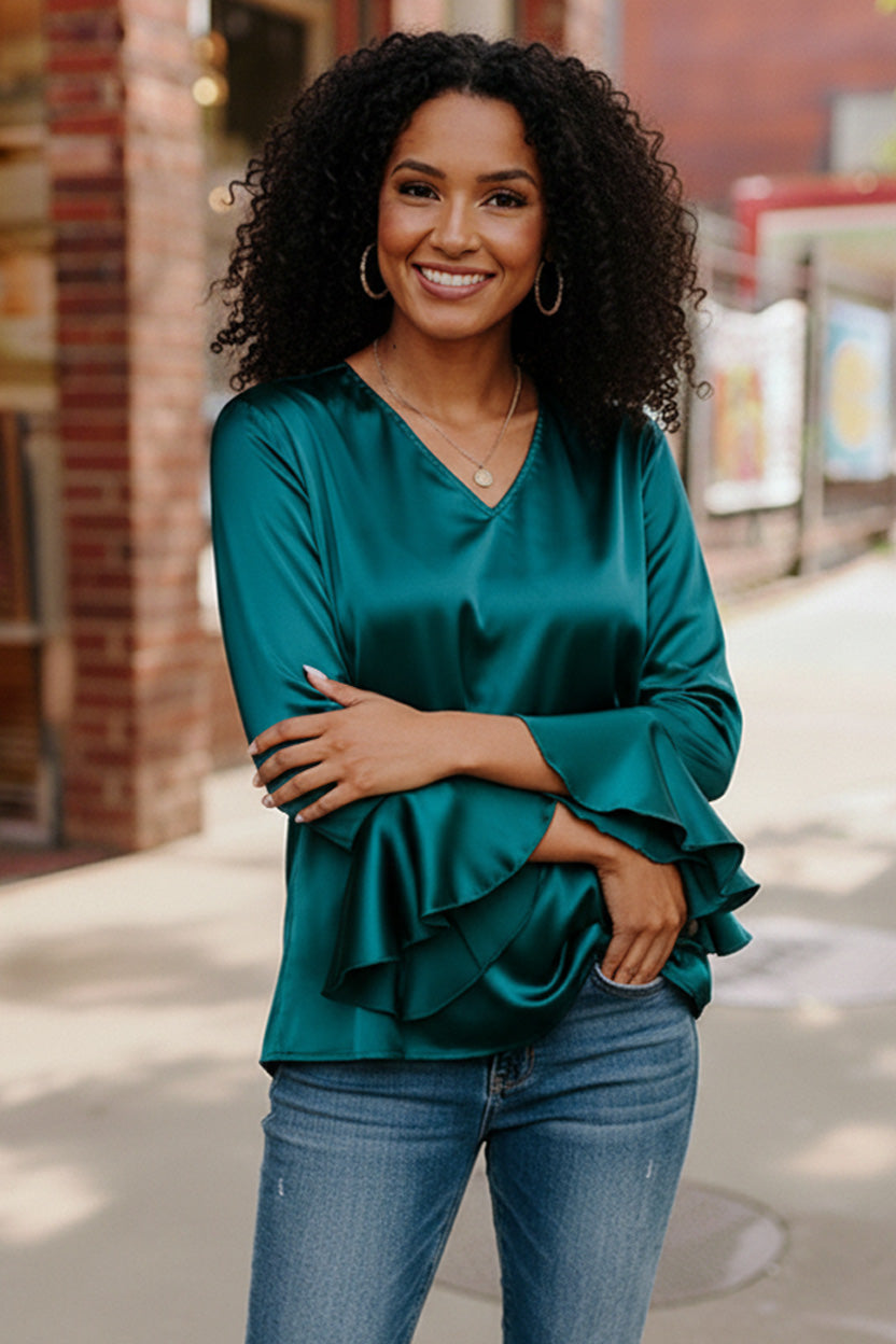 Teal Temptation Silk Blouse