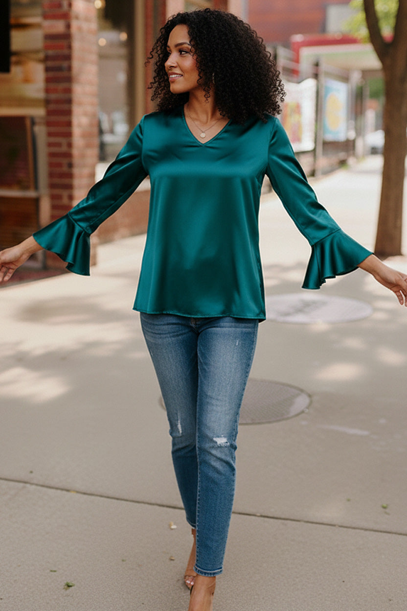 Teal Temptation Silk Blouse