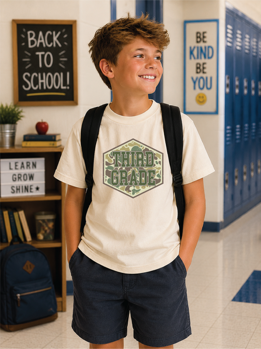 Boys 3rd Grade Duck Camo Back to School Graphic Tee