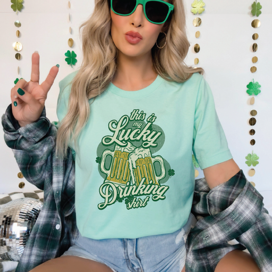 This Is My Lucky Drinking Shirt- Graphic Tee