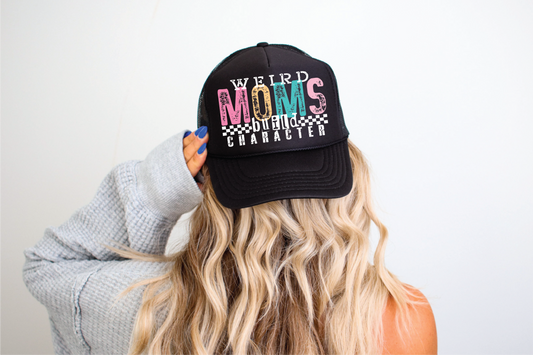 Weird Moms DTF Printed Black Trucker Hat