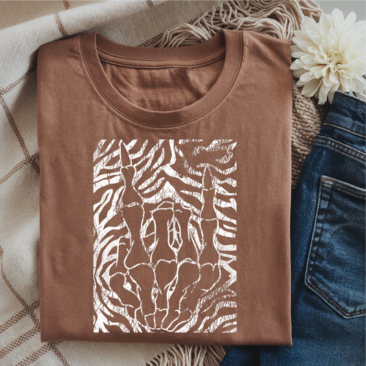 Zebra Skeleton Hand-Graphic T-Shirt
